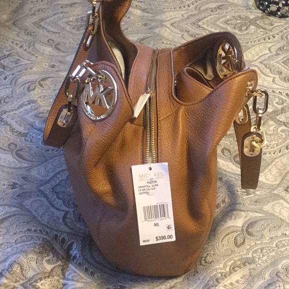 Michael Kors Leather Shoulder Tote - Picture 2 of 6